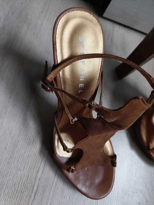 Sandale STEFANEL Brown  camel leather suede high heels sandals Nr.39