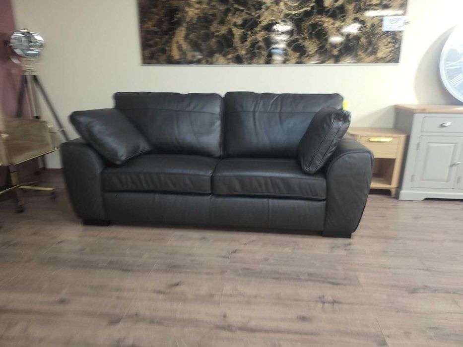 Черен кожен диван тройка Sona