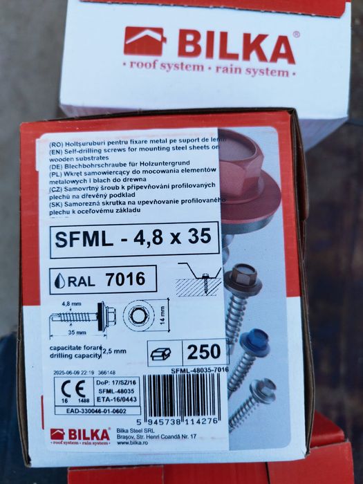 Șuruburi pentru țiglă Bilka gri7016