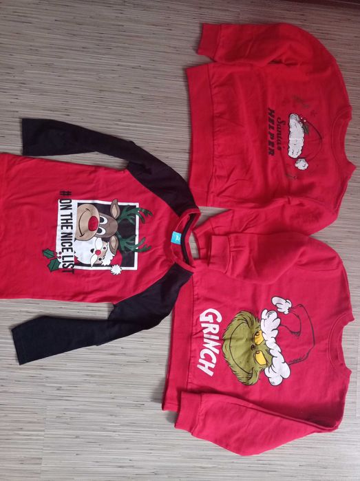 Bluze trening/tricou maneca lunga Craciun marimea 122, 128 si 6-7 ani