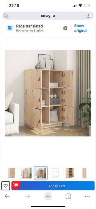 Dulapior din lemn de pin masiv