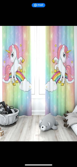 Штор единорожка для детский комплект