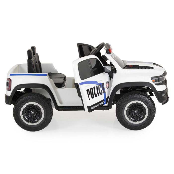 ТОП ЦЕНАНОВО!Акумулаторен джип RAM POLICE WHITE с 12V батерия,EVA гуми,сигнални светлини,USB,дистанционно