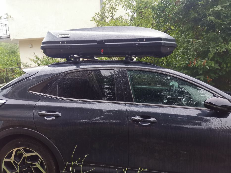 Автобокс, куфар/багажник за кола, 450лт, матово-черен карбон