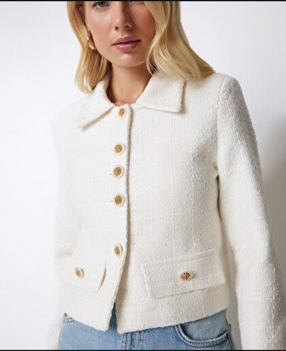 Zara White Tweed Jacket