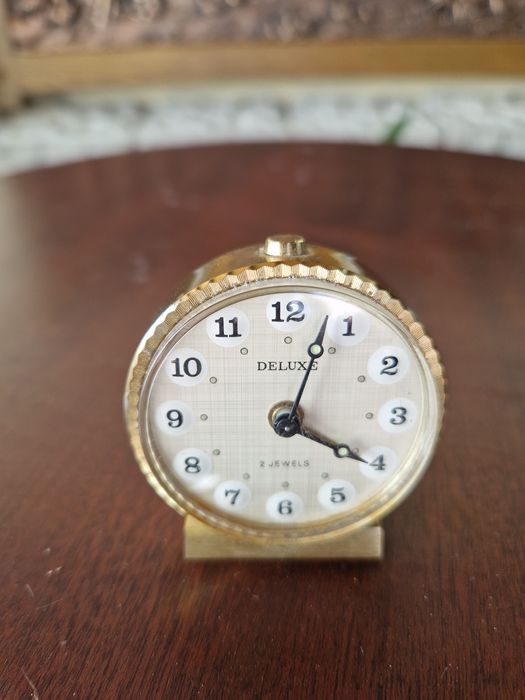 Рядък антикварен колекционерски бронзов мини будилник Deluxe