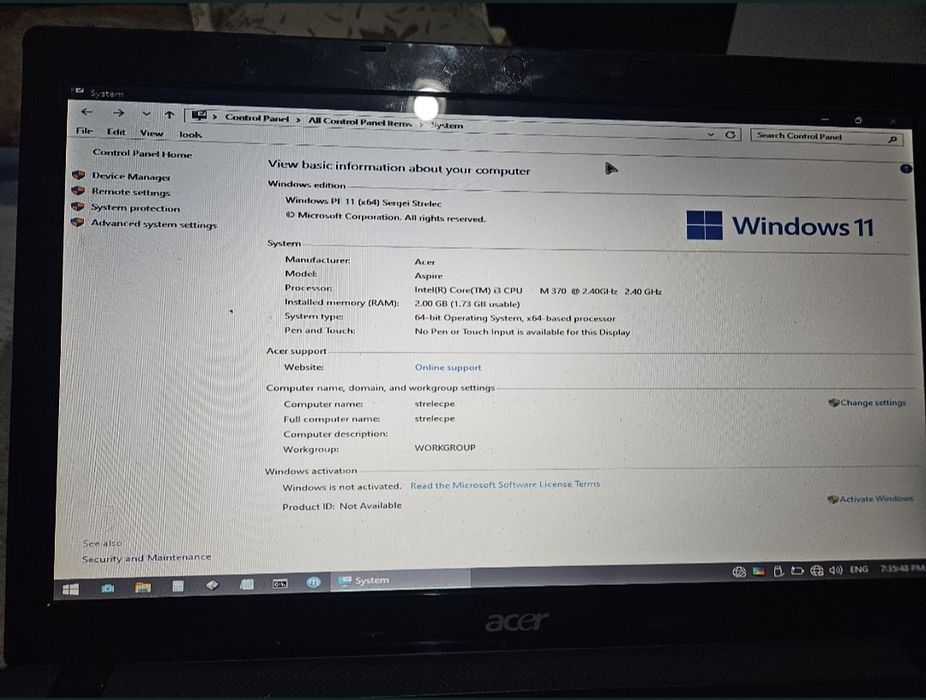 Laptop Acer Aspire 5733 + HDD 500GB Toshiba (Cadou) / i3 / 2GB RAM