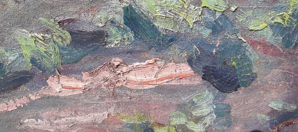 Tablou vechi - margine de padure - semnat N. Enea