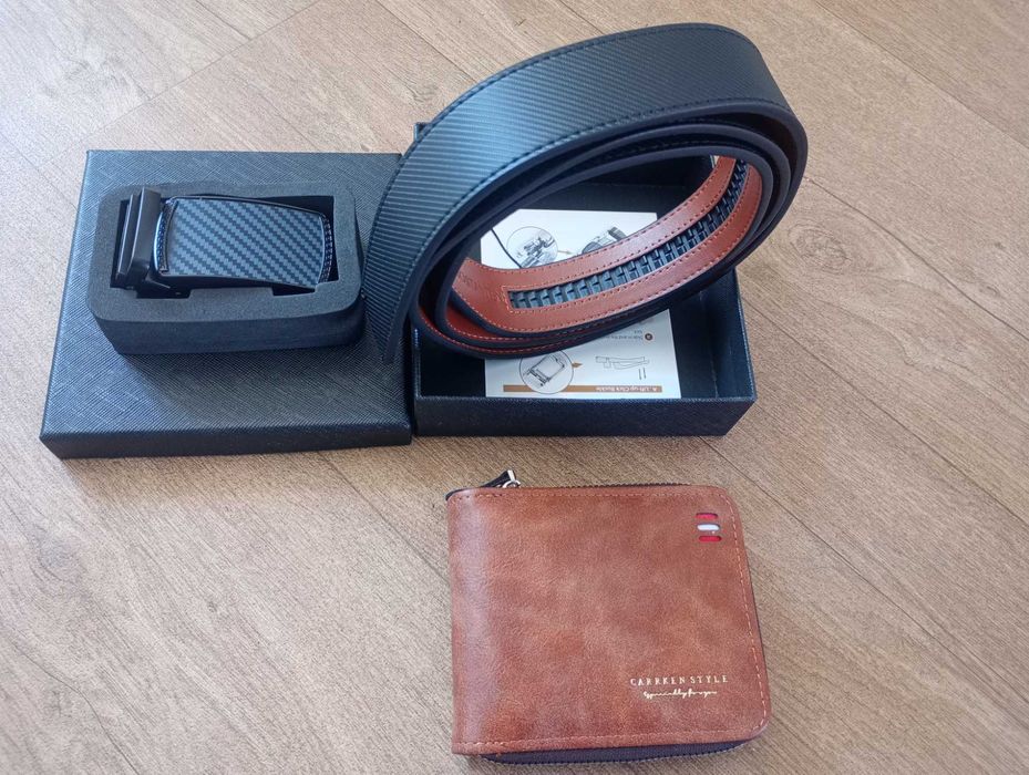 Кожен мъжки колан +подарък потрмоне