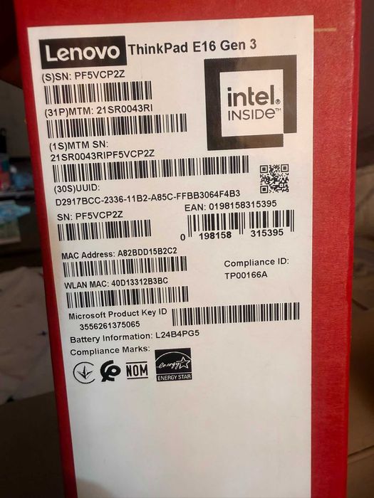 NOU Sigilat Lenovo ThinkPad E16 Gen 3 | Ultra 7 | 32GB | 1TB SSD | WIN 11 PRO