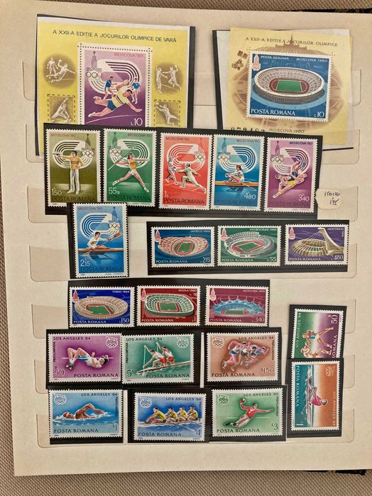Clasor A4 (10 file) cu timbre romanesti - serii complete, nestampilate