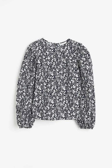 хлопковая блузка h&m из новой весенней коллекции цвет темно-синий