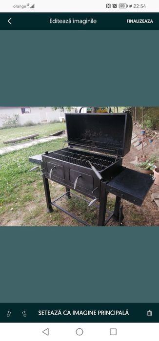Grătar pe cărbuni cu grătar reglabil pe înălțime și grătar ptr legume