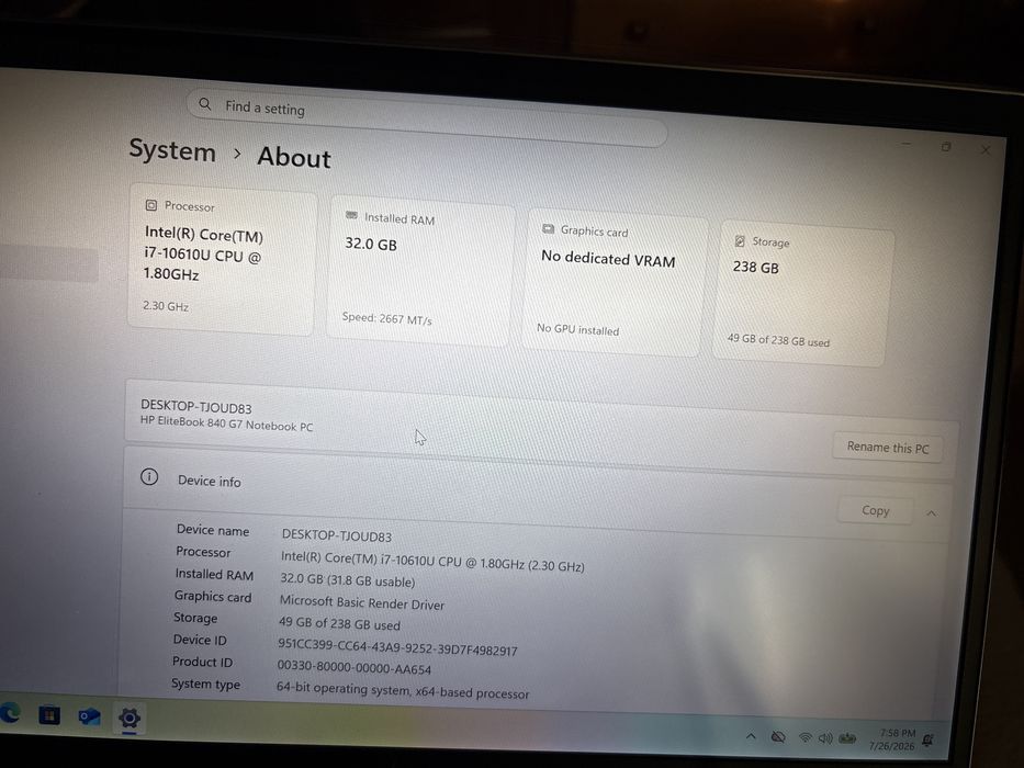 HP G7 840 32 GB Ram