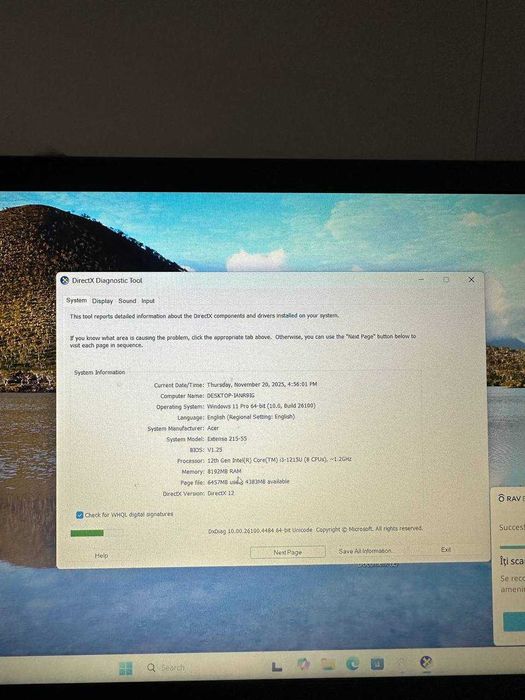 Laptop ACER EXTENSA 15 (ctg)