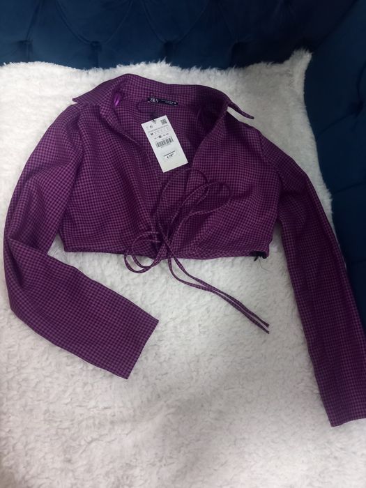 Bluza scurta cu maneca lunga mov masura M Zara