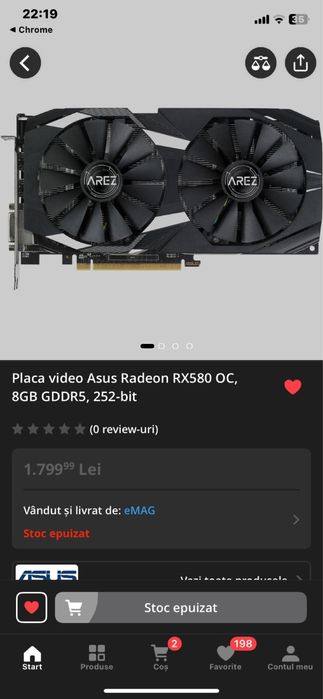 Vand Schimb Placa Video Asus Radeon RX 580 OC 8GB GDDR5. 252-Biti