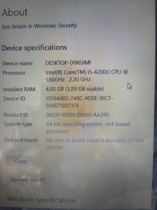 Laptop  Acer Aspire I5,