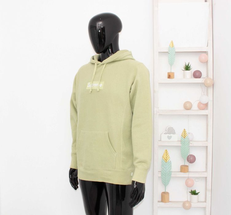 Supreme Box Logo оригинален мъжки суичър зелен sage green худи M