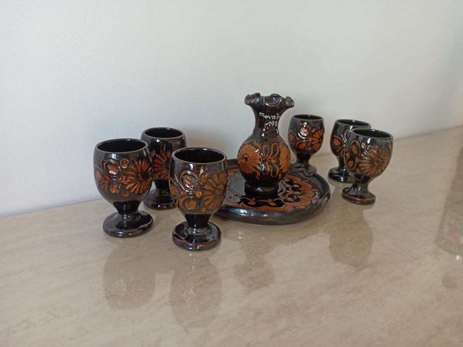 Set decoratiune pahare din lut 1987
