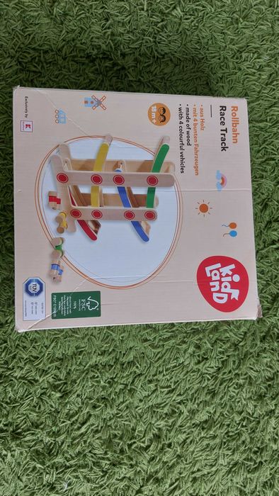 Дървена писта с 4 колички Rollbahn, Race Track, Kid Land