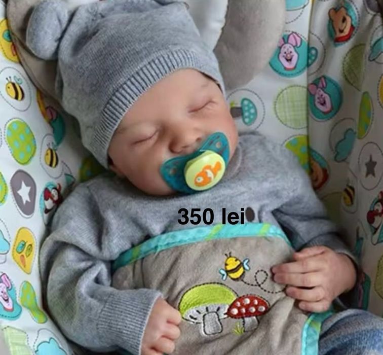 Papusa Reborn bebelus realist cu corp silicon sau textil