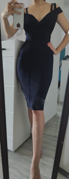 Rochie bandage midi de ocazie / rochie eveniment bodycon albastra