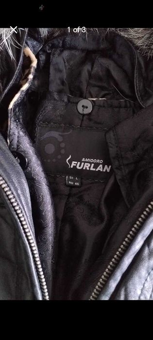 Geaca de piele naturala dama Furlan cu guler din blana naturala marimea L/46