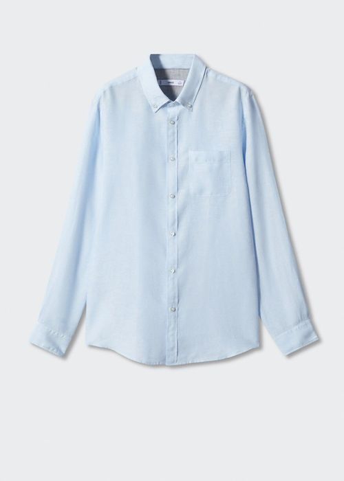 MANGO. 100% лён. Голубая рубашка