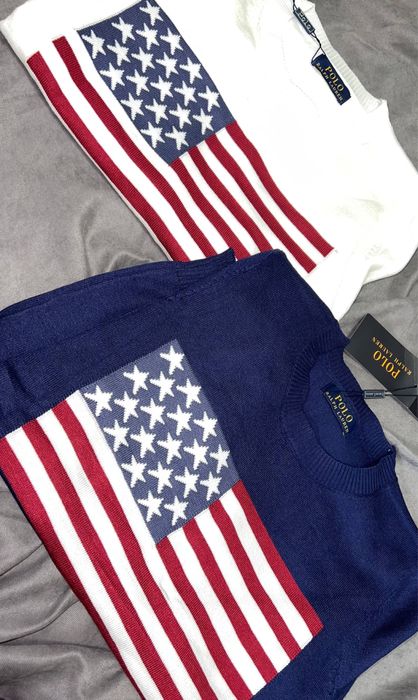 свитер RL polo с американским флагом, тёмно синий