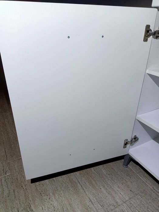 Скрин, Шкаф за антре заоблен бял гланц MDF 58 x 35 x 104,5-110 см