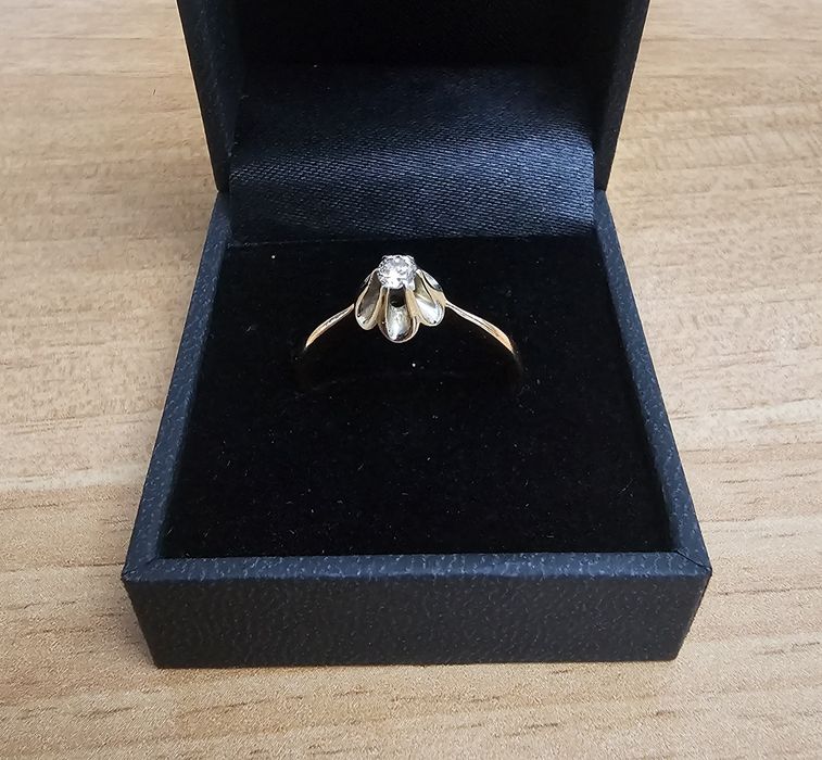 Золотое кольцо с бриллиантом, 585, СССР