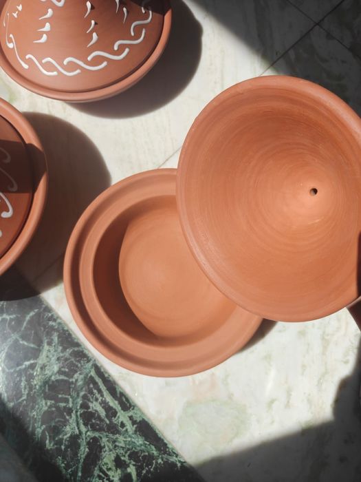Vas tajine marocan mediu 29 cm albastru și galben