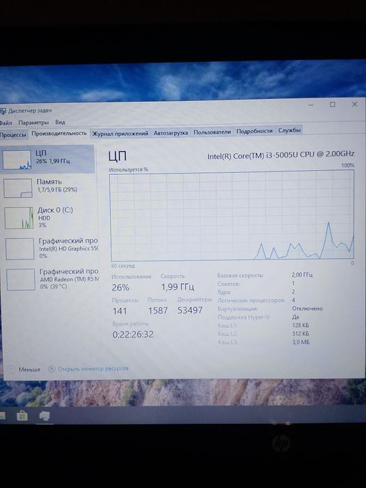 Нр 15 i3 5005u 6/500gb заряд держит