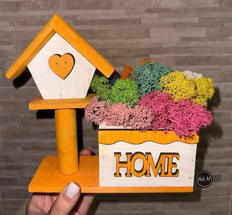 Подарък. Декорации. Скандинавски мъх. Ръчно изработени.