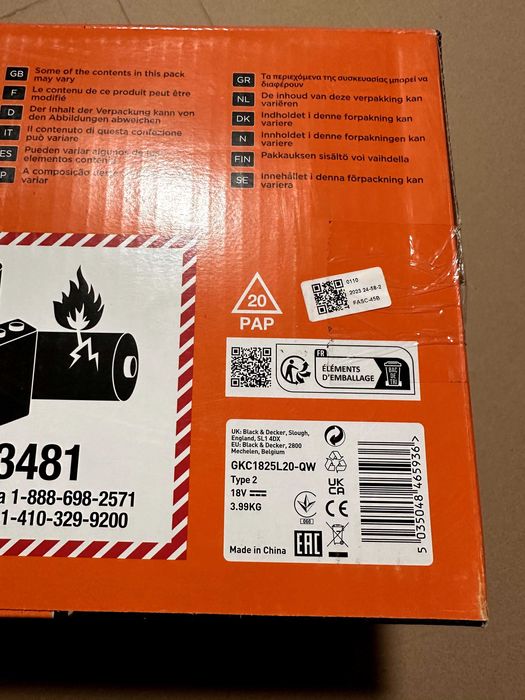 Drujba electrica Black Decker 18V 2.0Ah 25cm 3.5m/s NOUA Sigilata