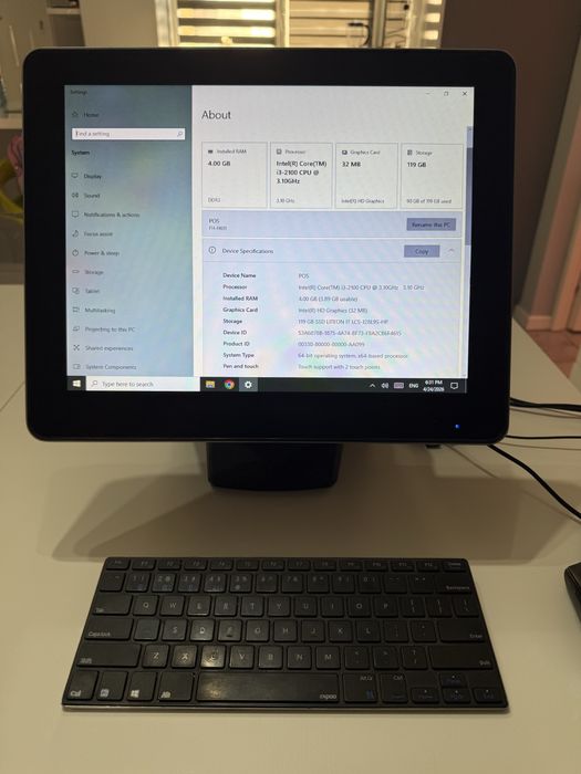 Pos , Pc All in one , I3,  125 SSD, 4GB ram