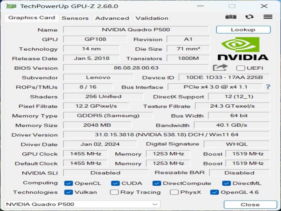 Мощен Лаптоп Lenovo Thinkpad P52s 15.6" i7-8550U/RAM16GB/SSD 512GB