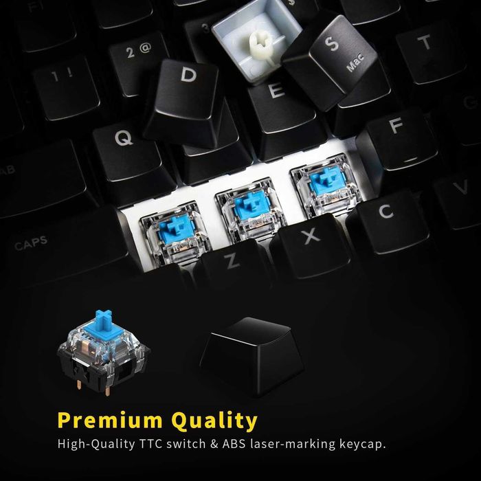 Tastatura mecanica DREVO Gramr 75%, Blue Switch, US QWERTY
