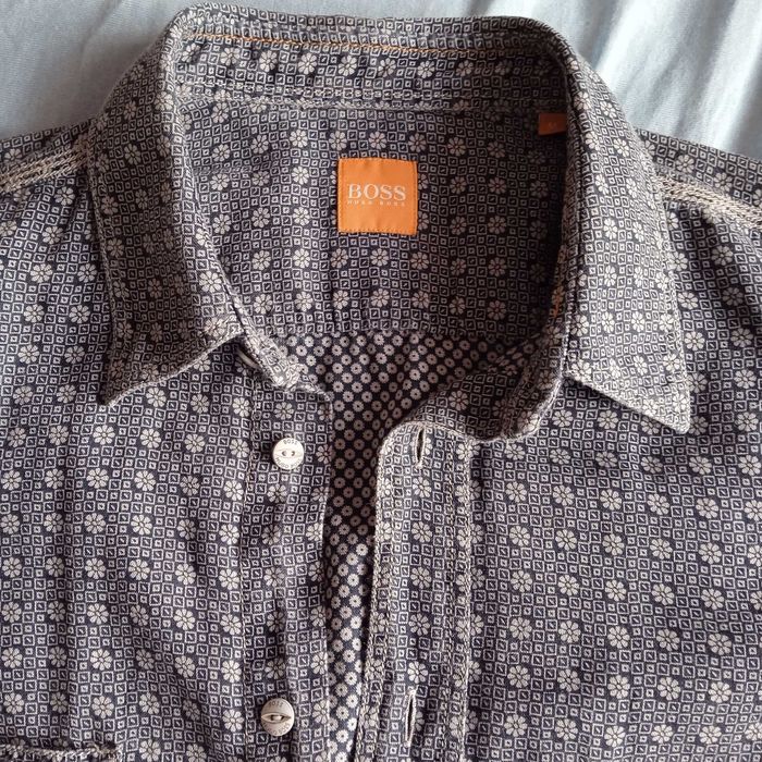 -50% КАТО НОВА HUGO BOSS Orange size M ОРИГИНАЛНА риза QR-code shirt