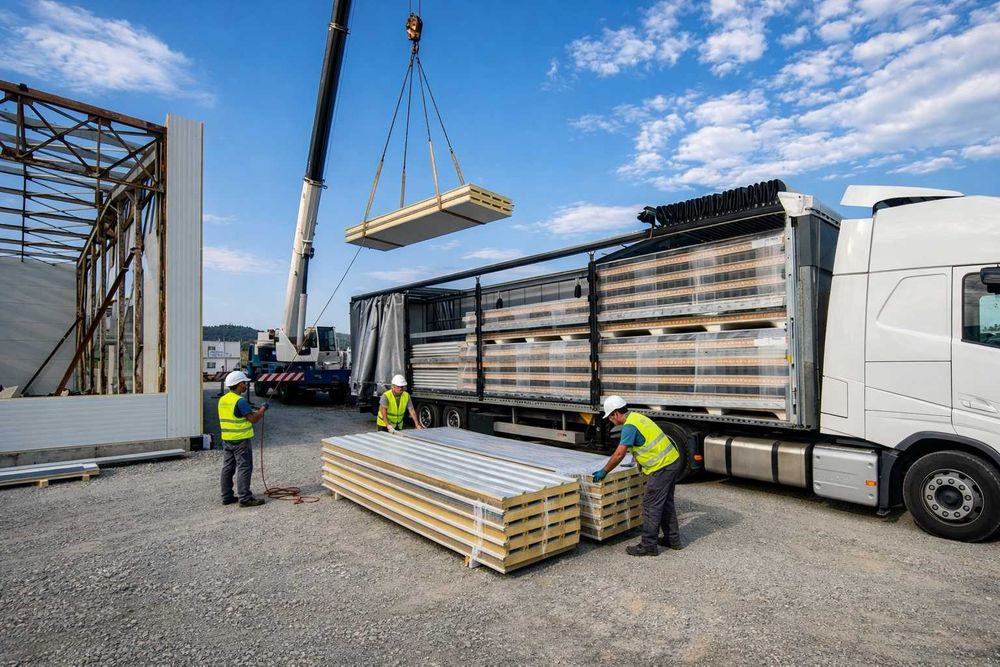 Panouri sandwich spuma PIR/PUR – pentru hale, depozite, ferme