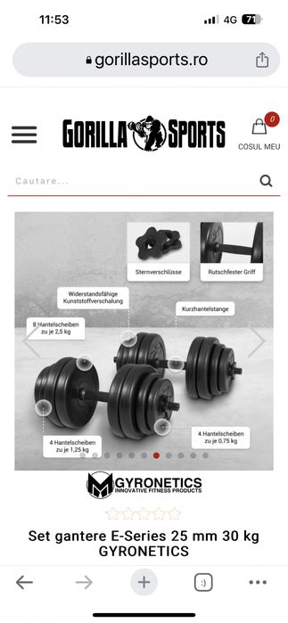 Gantere reglabile noi set 30 kg, 15 kg+15 kg=30 kg