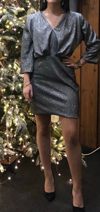 сребриста бляскава рокля Foteva