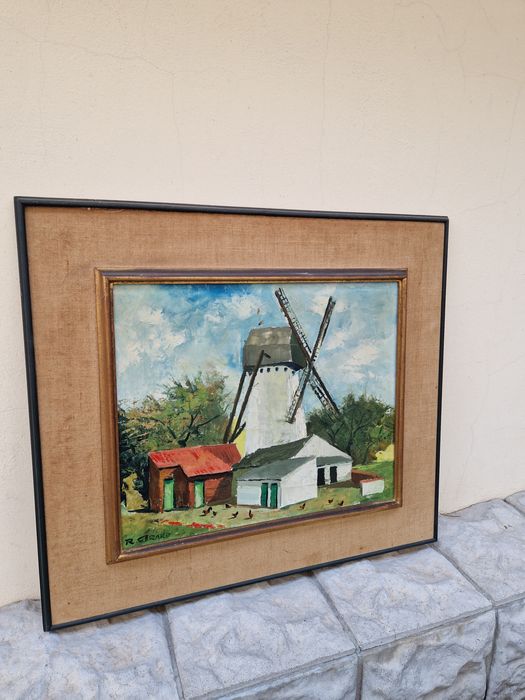 Красива антикварна холандска авторска картина масло върху платно