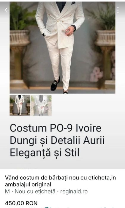 Vind costum de bărbați nou cu eticheta mărimea M
