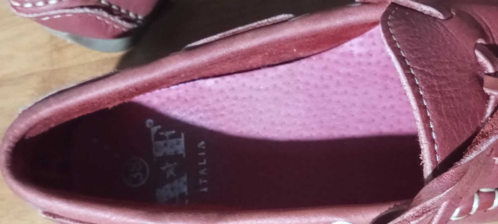 Mocasini femei – roșii, din piele – nr. 38