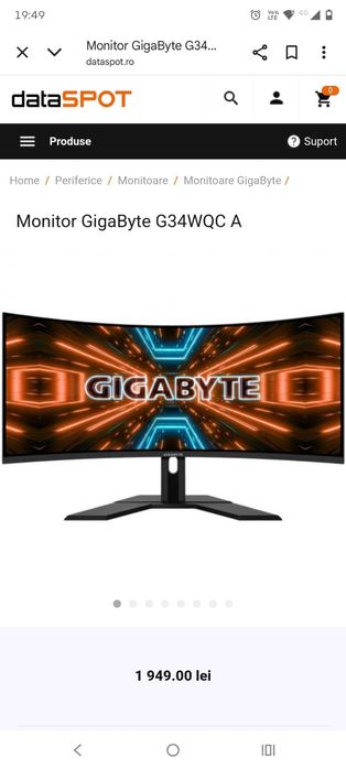 Monitor LED GIGABYTE Gaming G34WQC-A Curbat 34 inch UWQHD