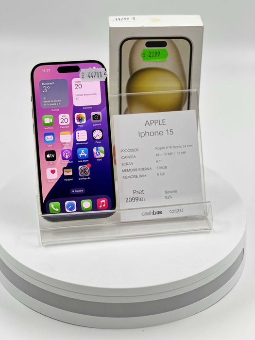Iphone 15 128GB Bat92 Garantie 24 Luni CashBox