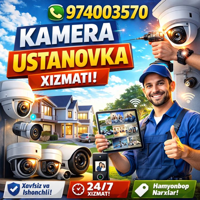 Kamera ustanovka sotuv va servis hizmati mavjud