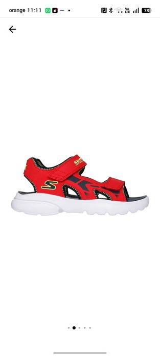 Skechers, Sandale cu inchidere velcro si detalii logo, Rosu, Bleumarin, 37 EU